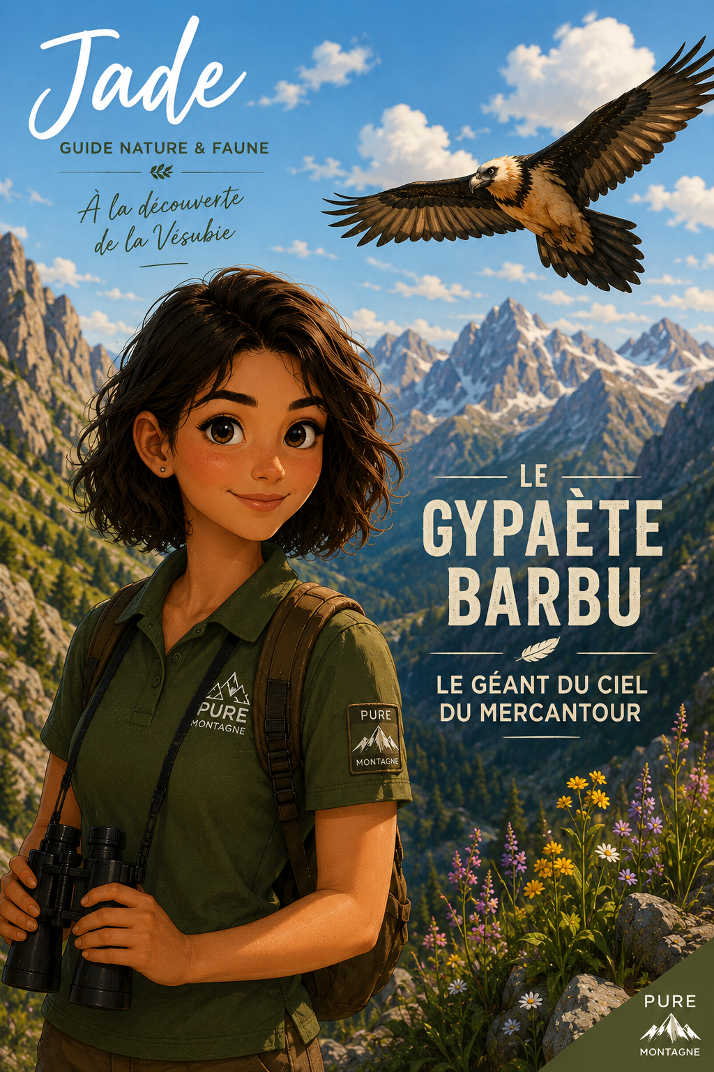 Notre guide Jade qui observe la gypaète barbu